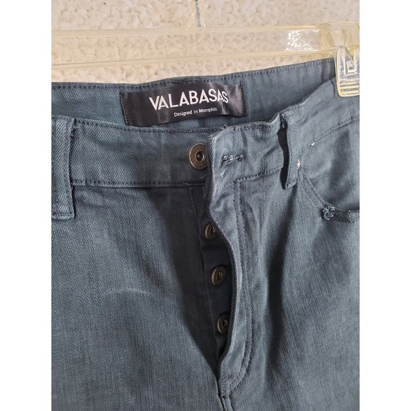Valabasas Jeans Mens 38 Gray Blue Buttonfly Distressed Ripped Tapered (35x33) - Picture 10 of 13